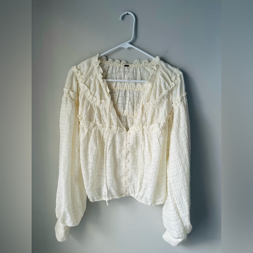 Free People Lace Button Down Shirt